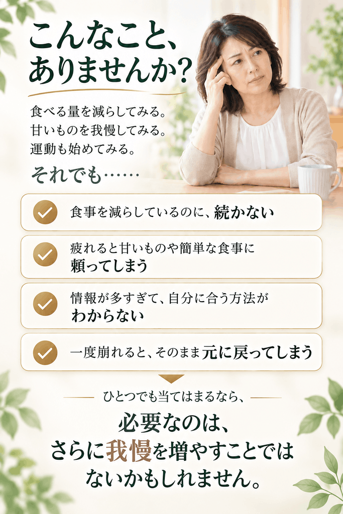 40代女性の食事やダイエットが続かない悩み